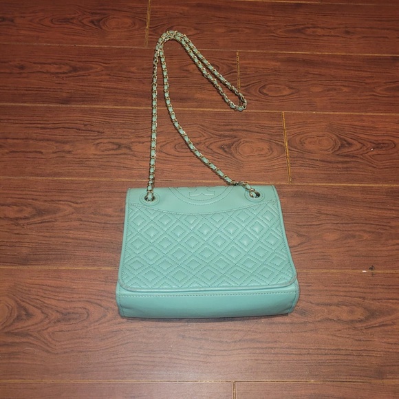 Elegant Mint Green Quilted Tory Burch Handbag - Picture 1 of 4